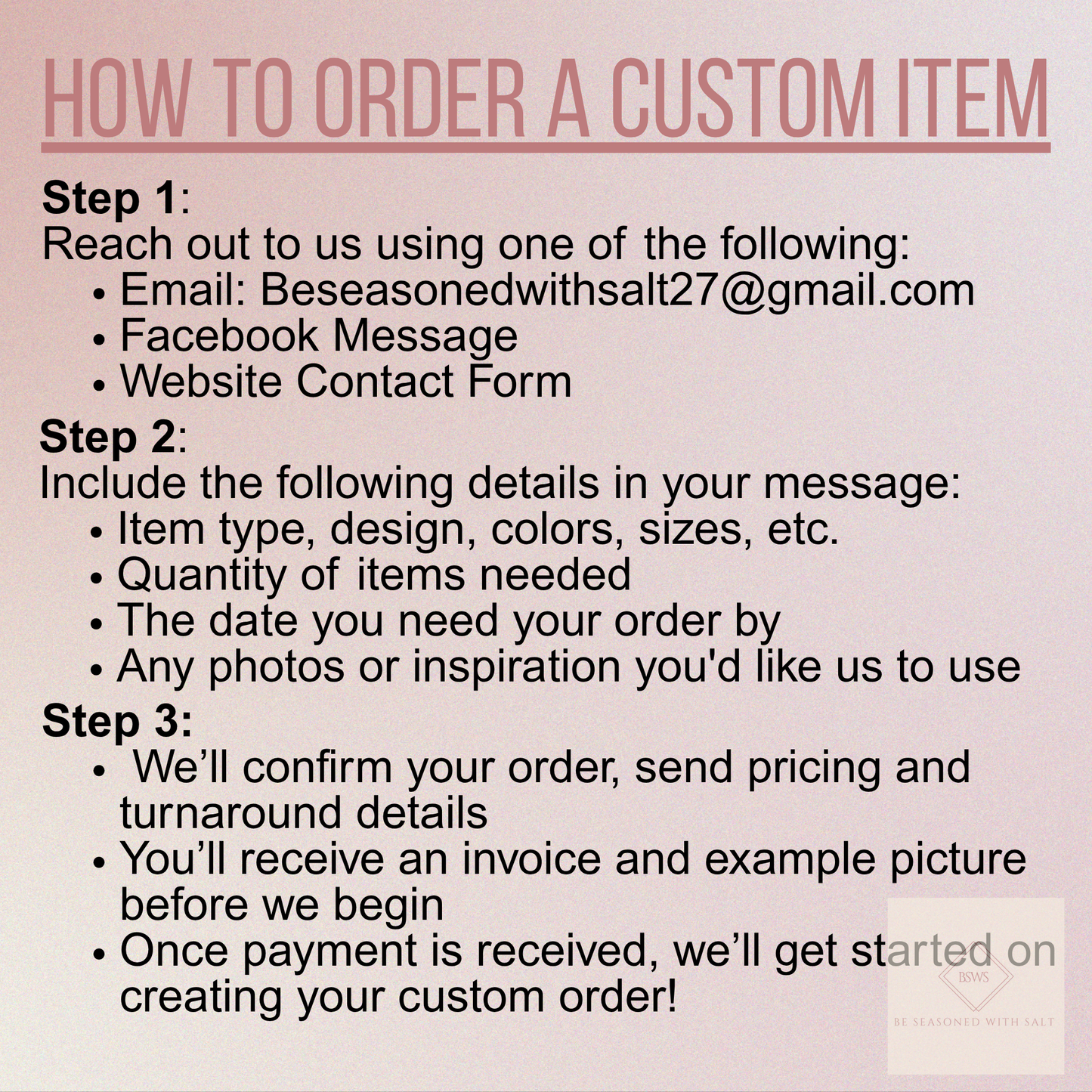 Custom + Bulk Orders