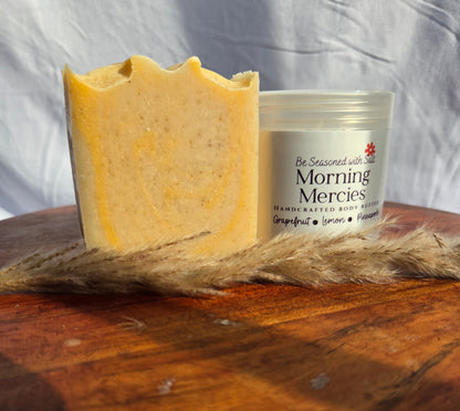 Morning Mercies Handcrafted Soap Bar | Cold Process Soap | Shea Butter & Colloidal Oats| Citrus Tropical Soap | Small Batch Bath & Body