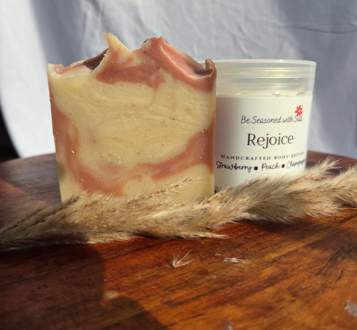 Rejoice Handcrafted Soap Bar | Cold Process Soap | Shea Butter & Colloidal Oats| Strawberry and Peach Soap| Small Batch Bath & Body