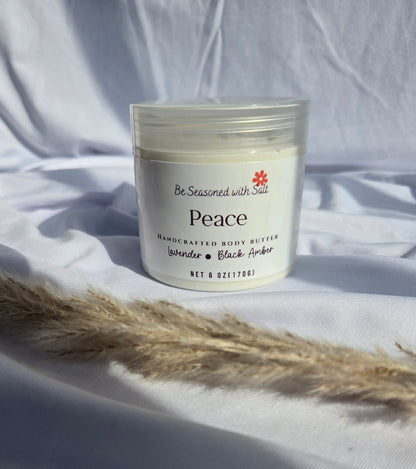 Peace Triple Butter Body Butter | Shea, Mango & Cocoa Butter | Handcrafted Skincare | Rich Body Care for Dry Skin | Amber & Lavender